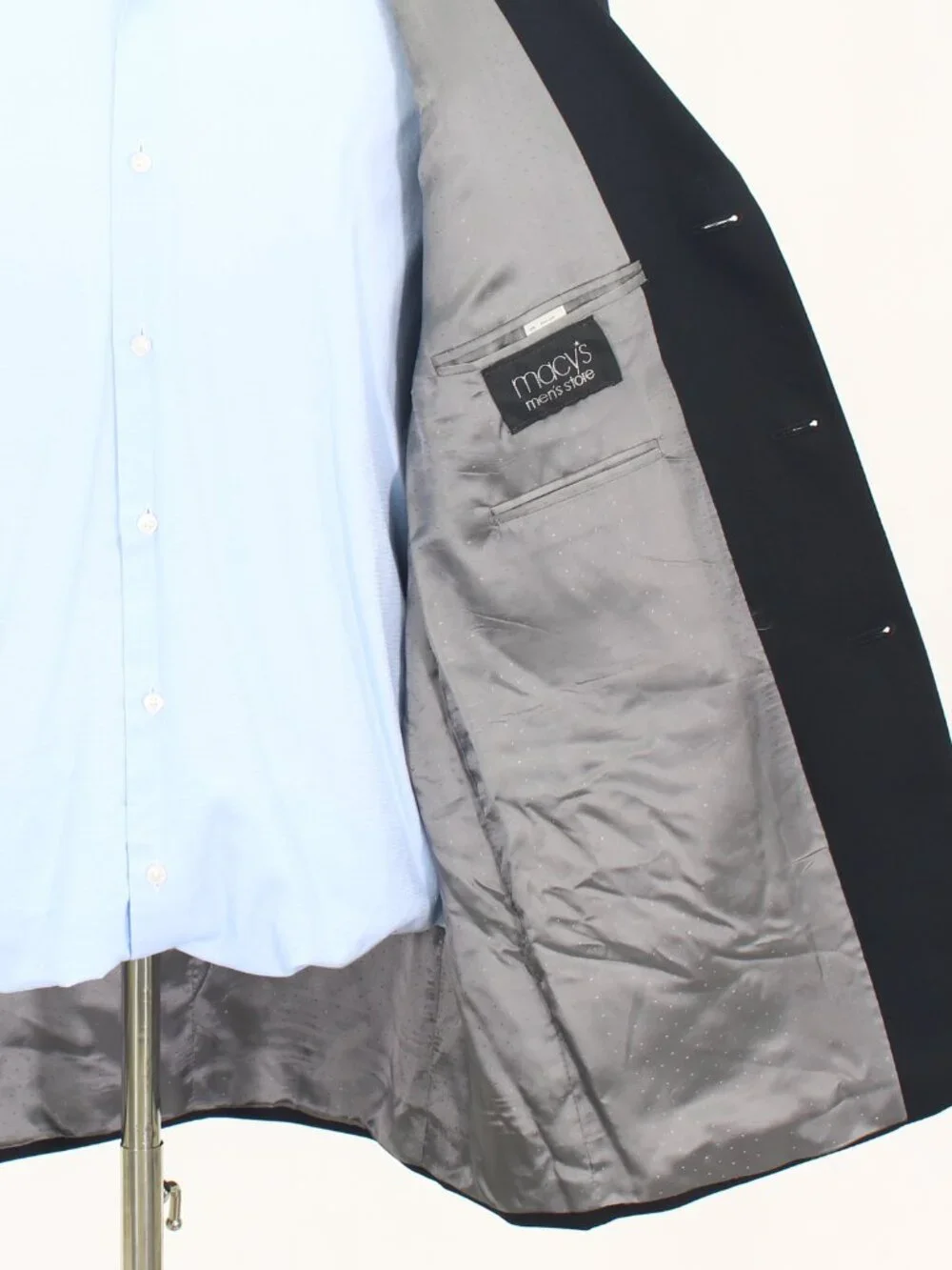 Calvin Klein 44R 38x31 Black Full Suit 3-Button Solid R943